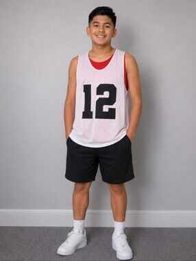 A4 Reversible Basketball Practice Jersey Red White Small  Number 12